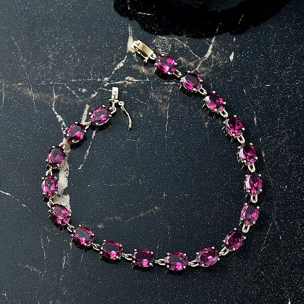 Shop Lc Luxoro AAA Radiant Ember Garnet 17.35 Ctw Royal Glow Bracelet In 10K Yellow Gold (7.25 In)