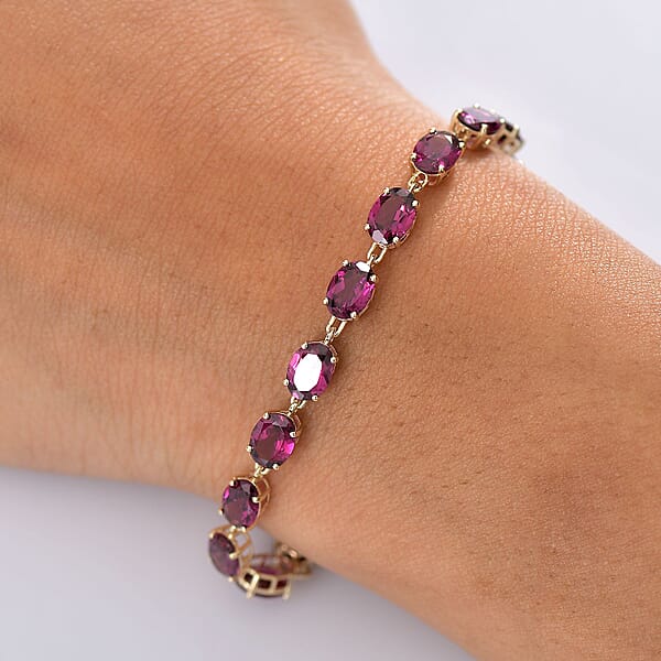 Shop Lc Luxoro AAA Radiant Ember Garnet 17.35 Ctw Royal Glow Bracelet In 10K Yellow Gold (7.25 In)