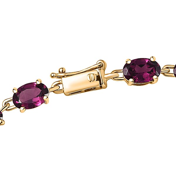 Shop Lc Luxoro AAA Radiant Ember Garnet 17.35 Ctw Royal Glow Bracelet In 10K Yellow Gold (7.25 In)