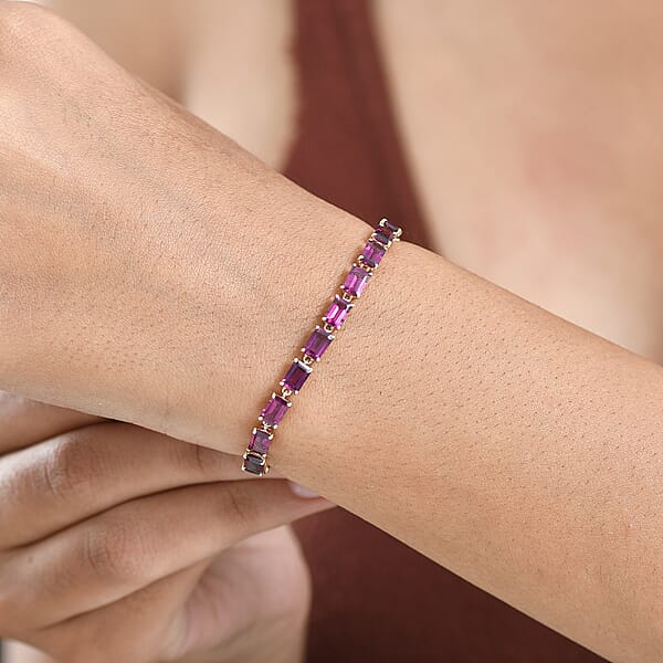 Shop Lc Luxoro AAA Radiant Ember Garnet 18.00 Ctw Tennis Bracelet In 10K Yellow Gol (7.25 In)