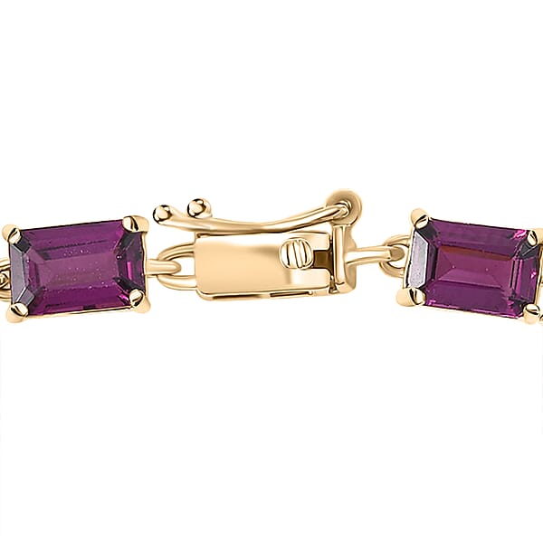 Shop Lc Luxoro AAA Radiant Ember Garnet 18.00 Ctw Tennis Bracelet In 10K Yellow Gol (7.25 In)