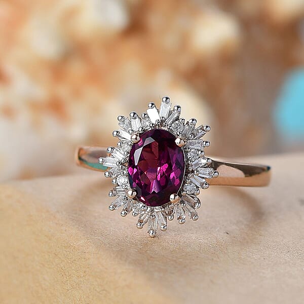 Shop Lc Luxoro AAA Radiant Ember Garnet And G-H I2 Diamond 1.70 Ctw Snowflake Ring In 10K Rose Gold