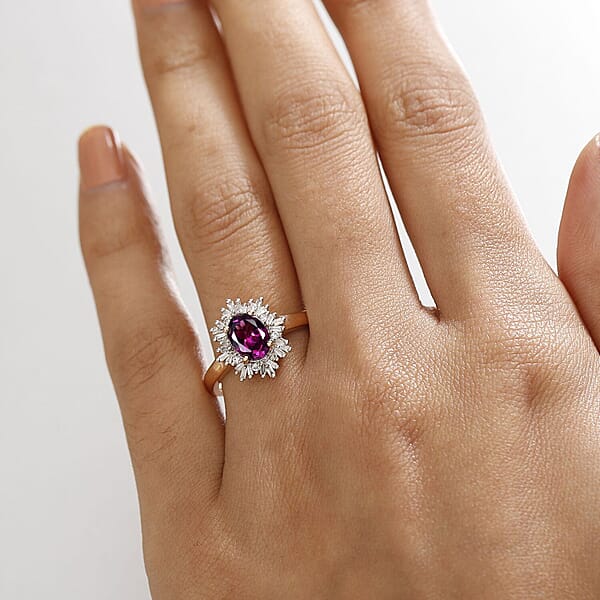 Shop Lc Luxoro AAA Radiant Ember Garnet And G-H I2 Diamond 1.70 Ctw Snowflake Ring In 10K Rose Gold