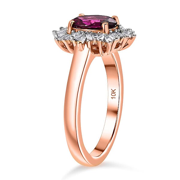 Shop Lc Luxoro AAA Radiant Ember Garnet And G-H I2 Diamond 1.70 Ctw Snowflake Ring In 10K Rose Gold