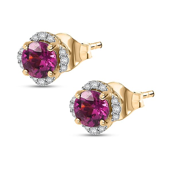 Shop Lc Luxoro AAA Radiant Ember Garnet And G-H I2 Diamond 1.27 Ctw Earrings In 10K Yellow Gold