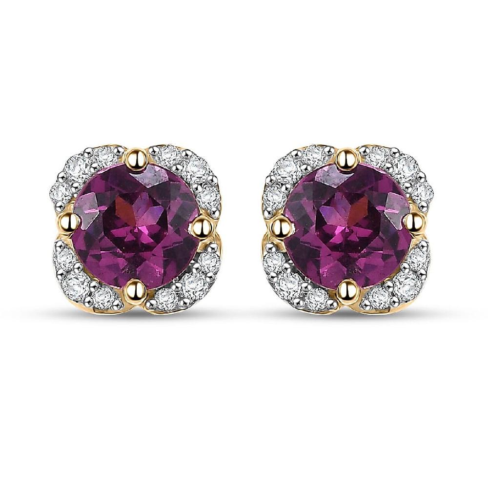 shop lc Luxoro AAA Radiant Ember Garnet and G-H I2 Diamond 1.27 ctw Earrings in 10K Yellow Gold