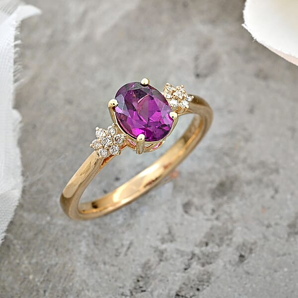 Shop Lc Luxoro AAA Radiant Ember Garnet And G-H I2 Diamond 1.70 Ctw Ring In 10K Yellow Gold