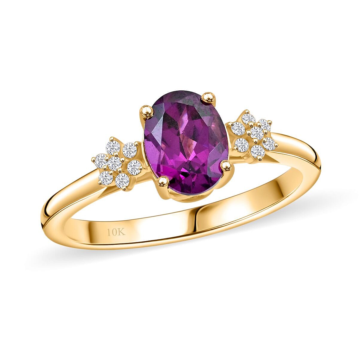 shop lc Luxoro AAA Radiant Ember Garnet and G-H I2 Diamond 1.70 ctw Ring in 10K Yellow Gold