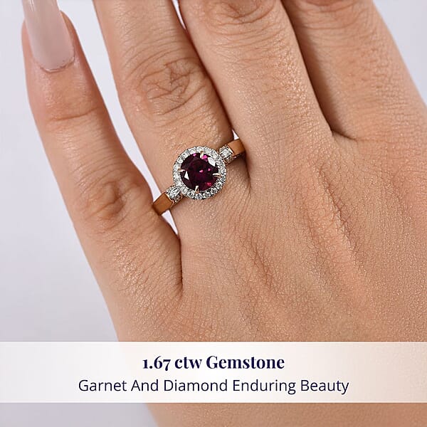 Shop Lc Luxoro AAA Radiant Ember Garnet And G-H I2 Diamond 2.14 Ctw Ring In 10K Yellow Gold