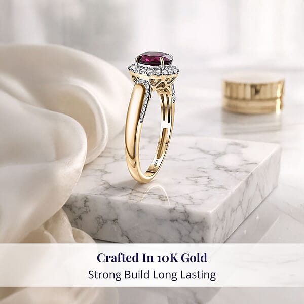 Shop Lc Luxoro AAA Radiant Ember Garnet And G-H I2 Diamond 2.14 Ctw Ring In 10K Yellow Gold