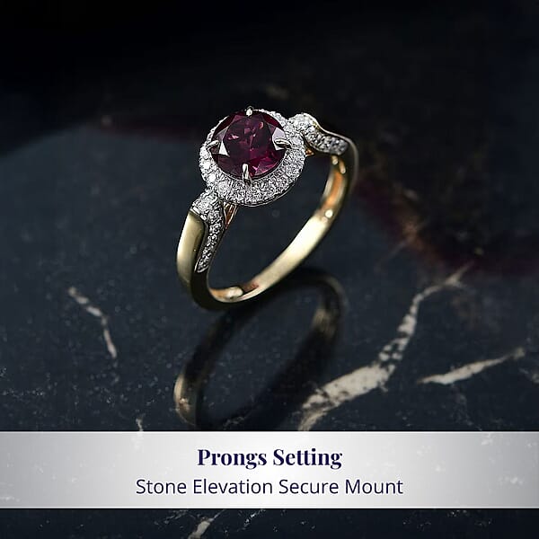 Shop Lc Luxoro AAA Radiant Ember Garnet And G-H I2 Diamond 2.14 Ctw Ring In 10K Yellow Gold