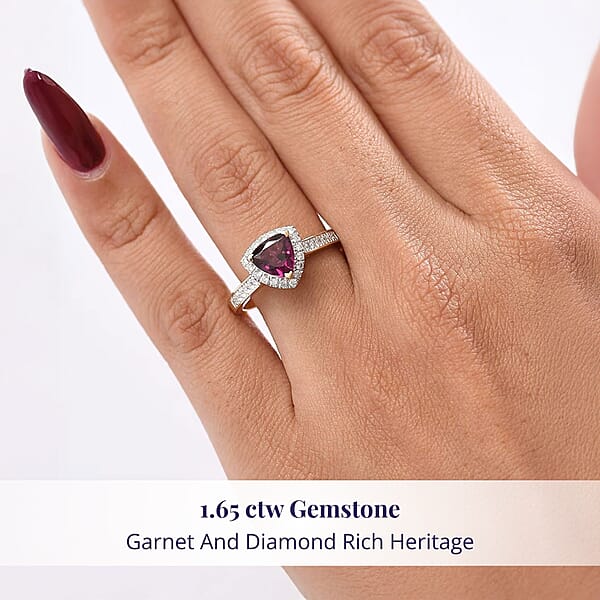 Shop Lc Luxoro AAA Radiant Ember Garnet And G-H I2 Diamond 1.65 Ctw Ring In 10K Yellow Gold