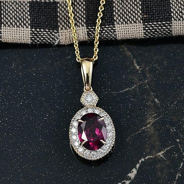Shop Lc Luxoro AAA Radiant Ember Garnet And G-H I2 Diamond 1.65 Ctw Pendant Necklace In 10K Yellow Gold 20 Inches