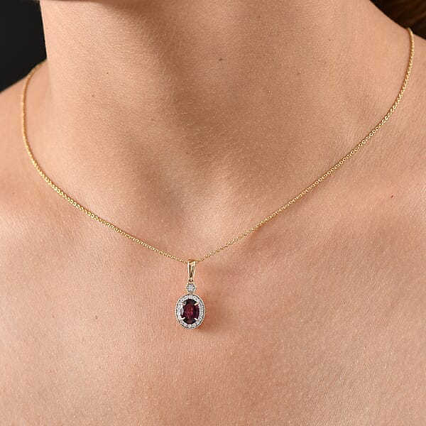 Shop Lc Luxoro AAA Radiant Ember Garnet And G-H I2 Diamond 1.65 Ctw Pendant Necklace In 10K Yellow Gold 20 Inches