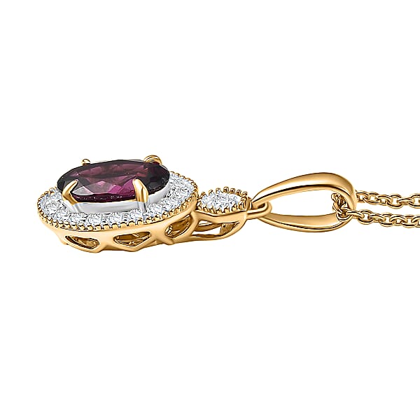 Shop Lc Luxoro AAA Radiant Ember Garnet And G-H I2 Diamond 1.65 Ctw Pendant Necklace In 10K Yellow Gold 20 Inches