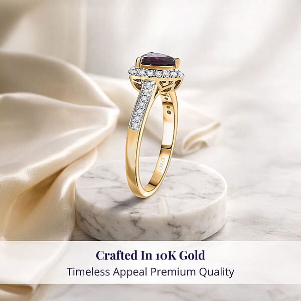Shop Lc Luxoro AAA Radiant Ember Garnet And G-H I2 Diamond 1.65 Ctw Ring In 10K Yellow Gold