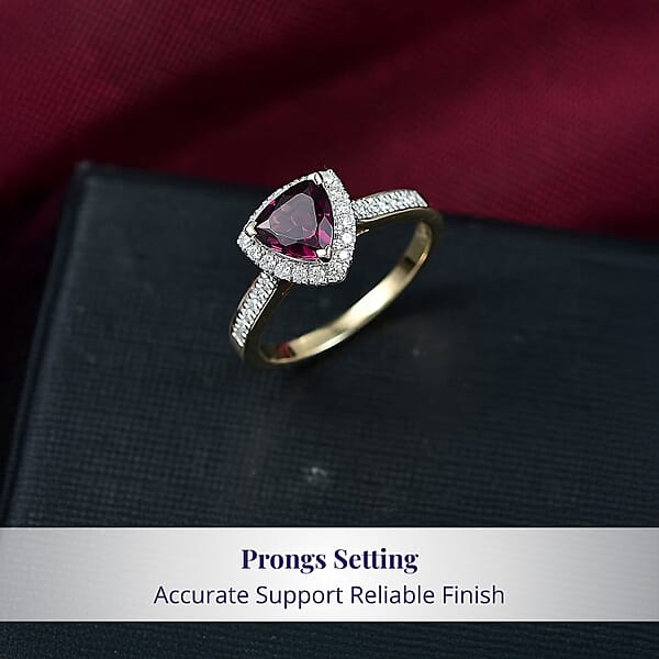 Shop Lc Luxoro AAA Radiant Ember Garnet And G-H I2 Diamond 1.65 Ctw Ring In 10K Yellow Gold