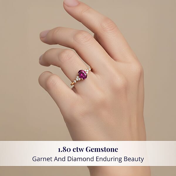 Shop Lc Luxoro AAA Radiant Ember Garnet And I2 Diamond 1.80 Ctw Ring In 14K Yellow Gold