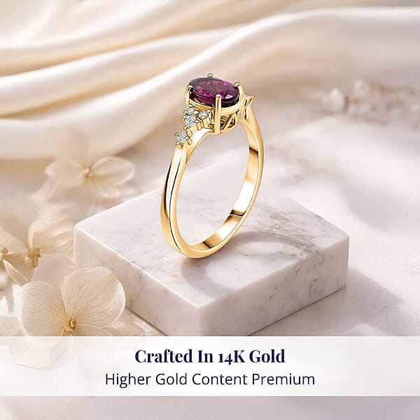 Shop Lc Luxoro AAA Radiant Ember Garnet And I2 Diamond 1.80 Ctw Ring In 14K Yellow Gold
