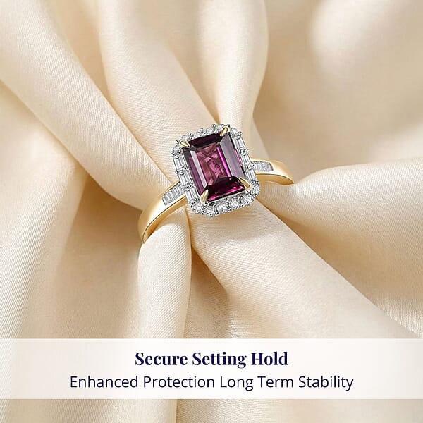 Shop Lc Luxoro AAA Radiant Ember Garnet And I2 Diamond 2.15 Ctw Ring In 10K Yellow Gold