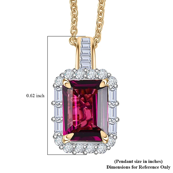 Shop Lc Luxoro AAA Radiant Ember Garnet And I2 Diamond 2.11 Ctw Pendant Necklace In 10K Yellow Gold 20 Inches
