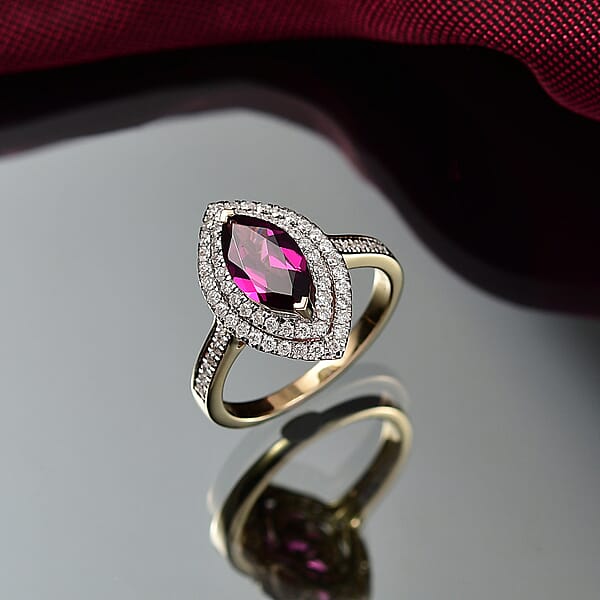 Shop Lc Luxoro AAA Radiant Ember Garnet And I2 Diamond 2.54 Ctw Ring In 10K Yellow Gold