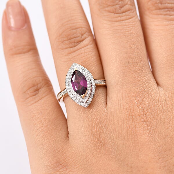 Shop Lc Luxoro AAA Radiant Ember Garnet And I2 Diamond 2.54 Ctw Ring In 10K Yellow Gold