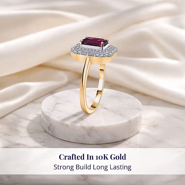 Shop Lc Luxoro AAA Radiant Ember Garnet Madagascar Pink Sapphire And I1 Diamond 1.90 Ctw Blush & Bloom Ring In 10K Yellow Gold