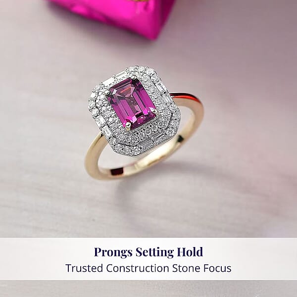 Shop Lc Luxoro AAA Radiant Ember Garnet Madagascar Pink Sapphire And I1 Diamond 1.90 Ctw Blush & Bloom Ring In 10K Yellow Gold