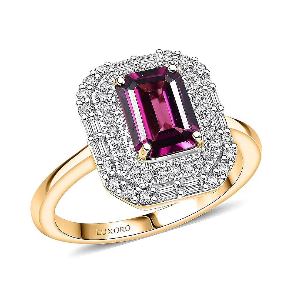 shop lc Luxoro AAA Radiant Ember Garnet Madagascar Pink Sapphire and I1 Diamond 1.90 ctw Blush & Bloom Ring in 10K Yellow Gold