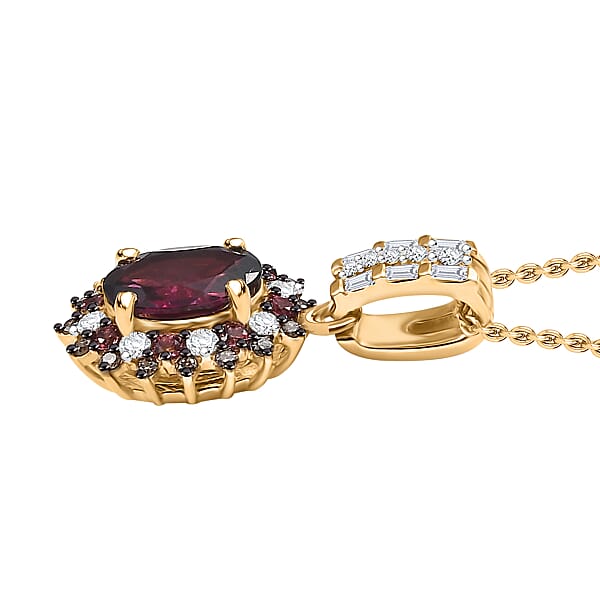 Shop Lc Luxoro AAA Radiant Ember Garnet Padparadscha Sapphire Natural Champagne And White Diamond I2 1.90 Ctw Royal Bloom Pendant Necklace In 10K Yellow Gold 20 Inches