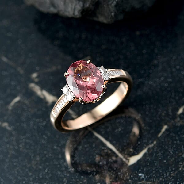 Shop Lc Luxoro AAA Red Apatite And G-H I2 Diamond 2.90 Ctw Firelight Crown Ring In 10K Rose Gold