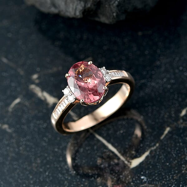 Shop Lc Luxoro AAA Red Apatite And G-H I2 Diamond 2.90 Ctw Firelight Crown Ring In 10K Rose Gold