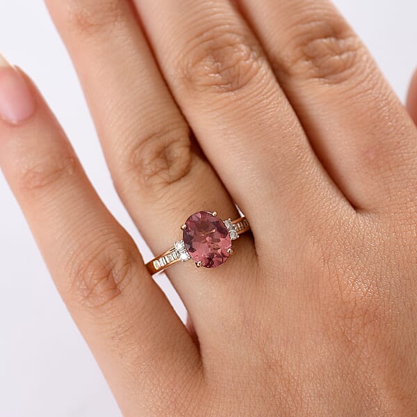Shop Lc Luxoro AAA Red Apatite And G-H I2 Diamond 2.90 Ctw Firelight Crown Ring In 10K Rose Gold