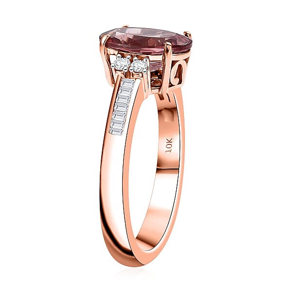 Shop Lc Luxoro AAA Red Apatite And G-H I2 Diamond 2.90 Ctw Firelight Crown Ring In 10K Rose Gold