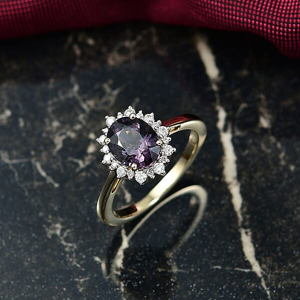 Shop Lc Luxoro AAA Royal Lavender Spinel And G-H I2 Diamond 2.30 Ctw Violet Majesty Ring In 10K Yellow Gold