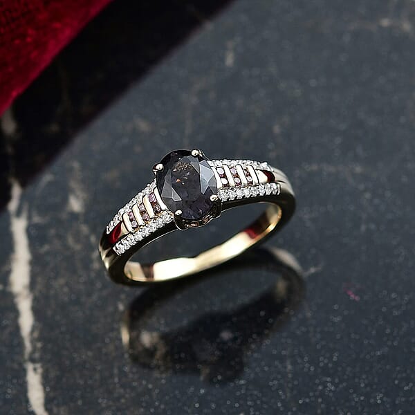 Shop Lc Luxoro AAA Royal Lavender Spinel Purple Diamond And I2 Diamond 1.60 Ctw Imperial Violet Ring In 10K Yellow Gold
