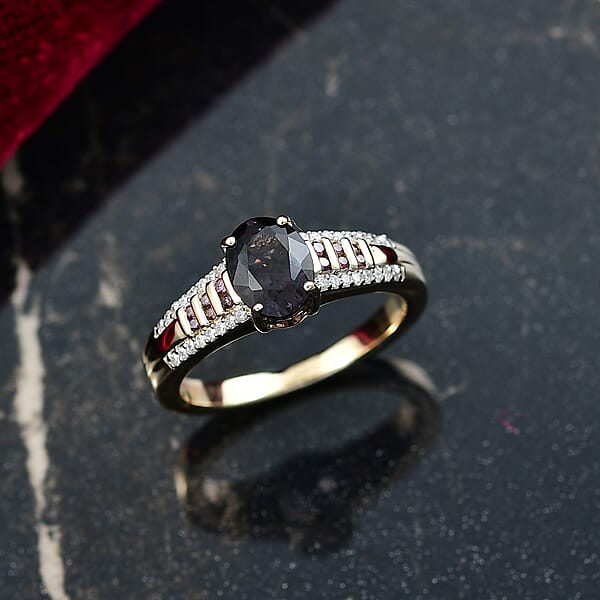 Shop Lc Luxoro AAA Royal Lavender Spinel Purple Diamond And I2 Diamond 1.60 Ctw Imperial Violet Ring In 10K Yellow Gold