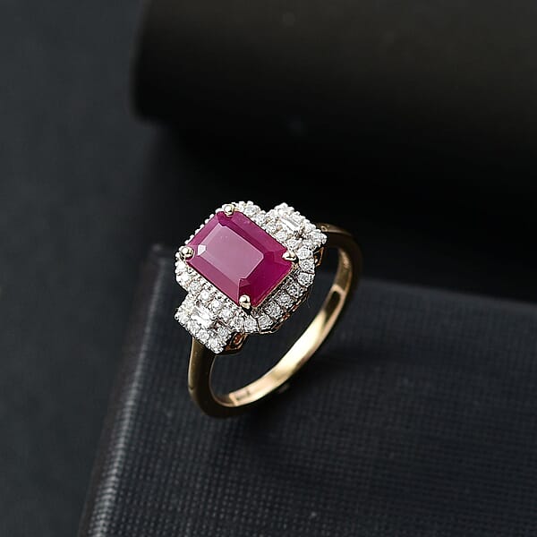 Shop Lc Luxoro AAA Royal Ruby And Diamond I2 2.75 Ctw Ring In 14K Yellow Gold 4.48 Grams