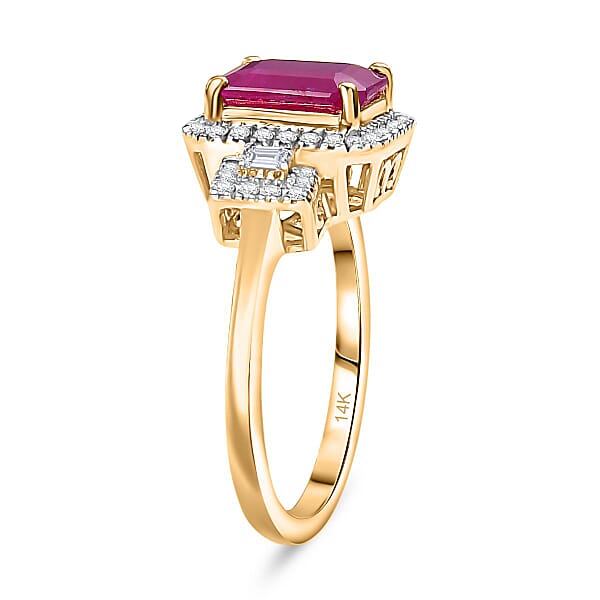 Shop Lc Luxoro AAA Royal Ruby And Diamond I2 2.75 Ctw Ring In 14K Yellow Gold 4.48 Grams