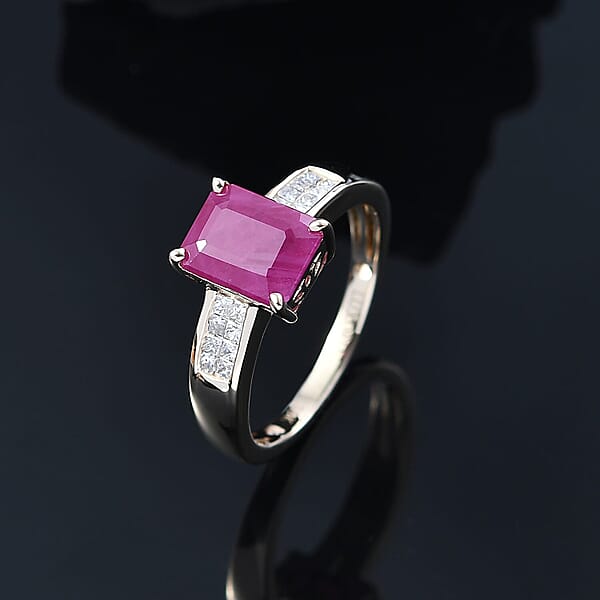 Shop Lc Luxoro AAA Royal Ruby And Diamond I2 3.50 Ctw Ring In 10K Yellow Gold