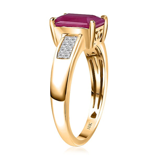 Shop Lc Luxoro AAA Royal Ruby And Diamond I2 3.50 Ctw Ring In 10K Yellow Gold