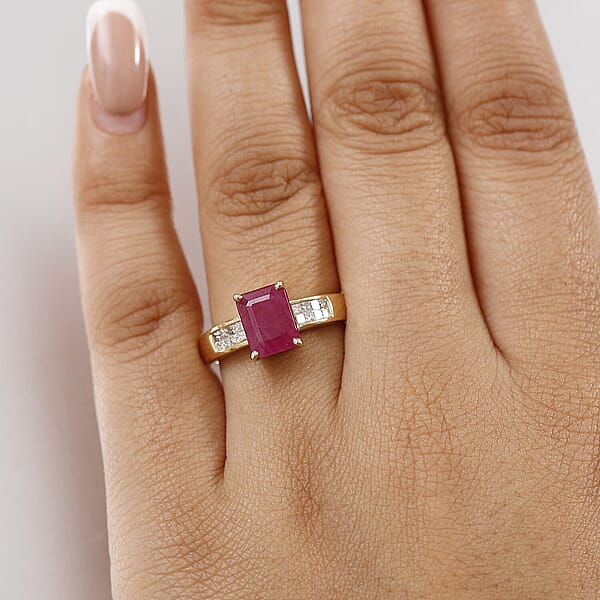 Shop Lc Luxoro AAA Royal Ruby And Diamond I2 3.50 Ctw Ring In 10K Yellow Gold