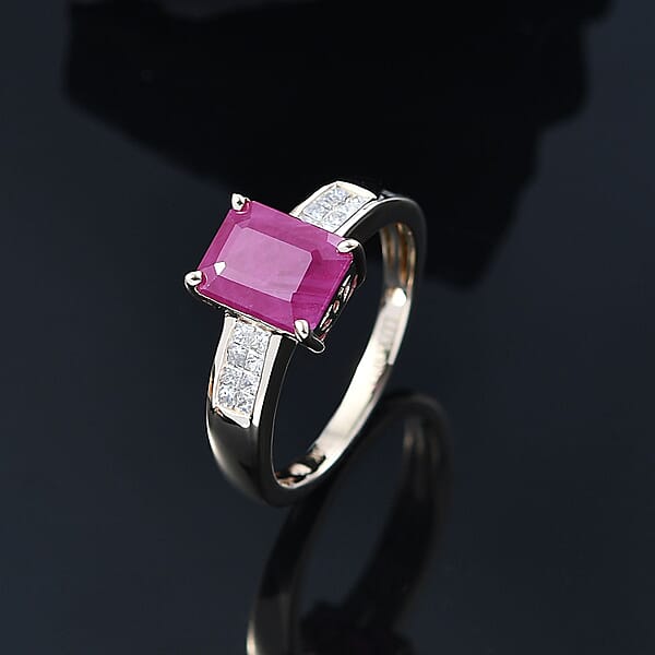 Shop Lc Luxoro AAA Royal Ruby And Diamond I2 3.50 Ctw Ring In 10K Yellow Gold