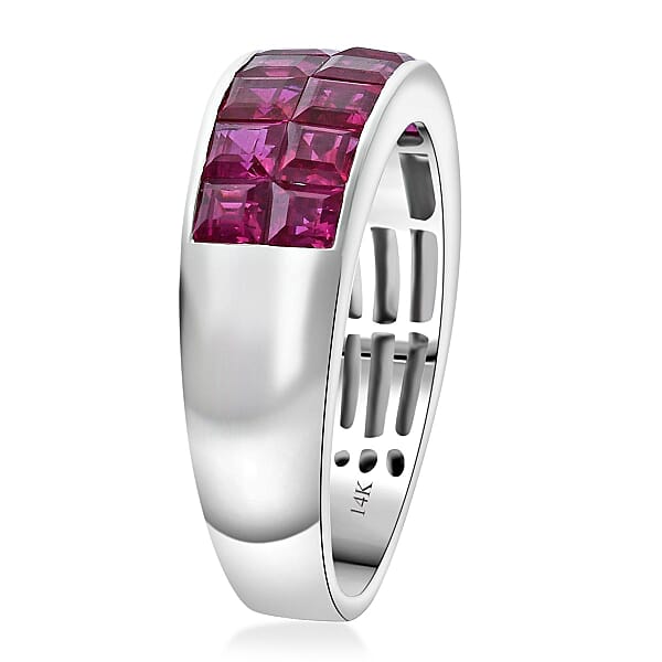 Shop Lc Luxoro AAA Royal Ruby Band Ring In 14K White Gold 2.90 Ctw