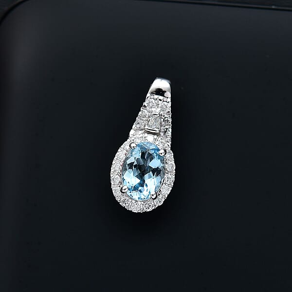Shop Lc Luxoro AAA Santa Maria Aquamarine And Diamond I2 1.10 Ctw Pendant Without Chain In 10K White Gold
