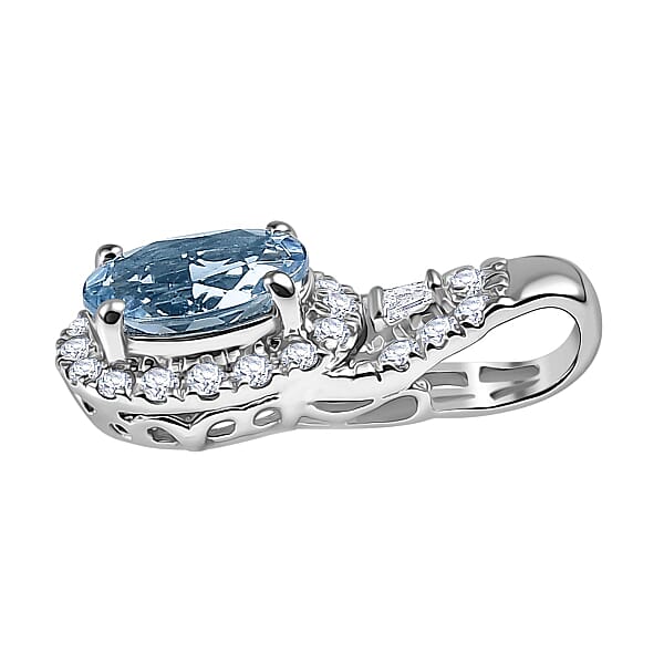 Shop Lc Luxoro AAA Santa Maria Aquamarine And Diamond I2 1.10 Ctw Pendant Without Chain In 10K White Gold