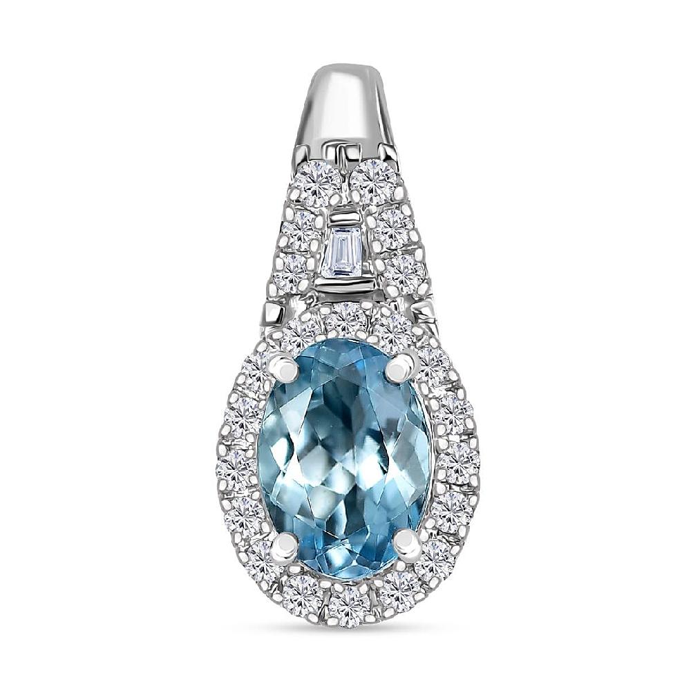shop lc Luxoro AAA Santa Maria Aquamarine and Diamond I2 1.10 ctw Pendant without Chain in 10K White Gold