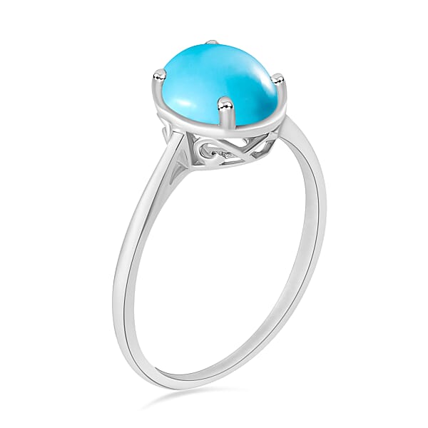 Shop Lc Luxoro AAA Sleeping Beauty Turquoise 2.60 Ctw Solitaire Ring In 14K White Gold 4 Grams
