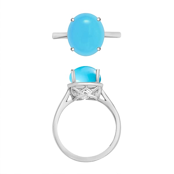 Shop Lc Luxoro AAA Sleeping Beauty Turquoise 2.60 Ctw Solitaire Ring In 14K White Gold 4 Grams